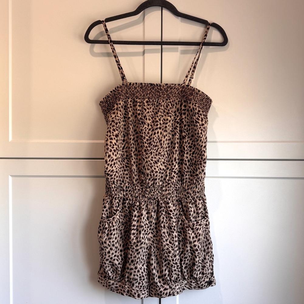 Y2K Wet Seal Leopard Romper Size M 4 Pockets Summery Festival Beach Party